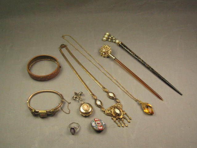 Vintage Costume Jewelry Bracelet Necklace Hairpin + Lot
