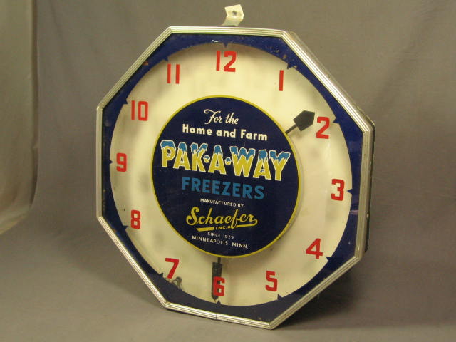 Rare Vintage Schaefer Beer Pak-A-Way Freezer Clock Sign