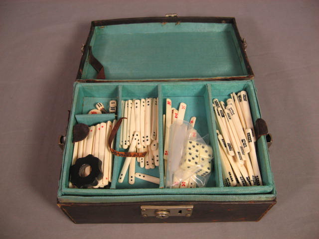 1920s Antique Mah Jong Jongg Mahjong Ivory Bamboo Set 1