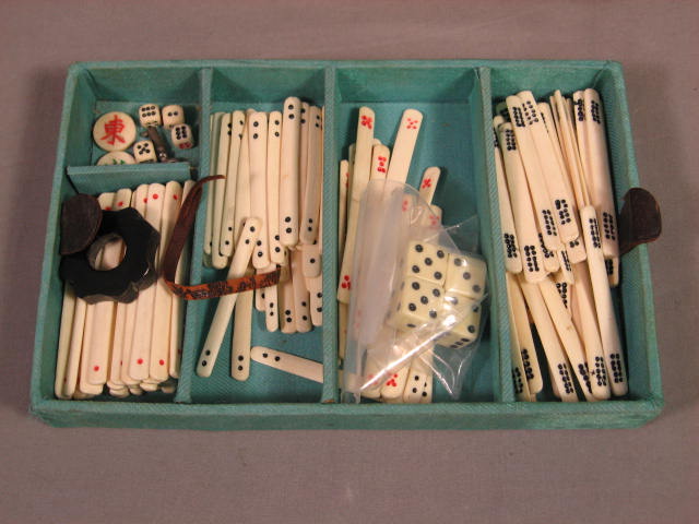 1920s Antique Mah Jong Jongg Mahjong Ivory Bamboo Set 2