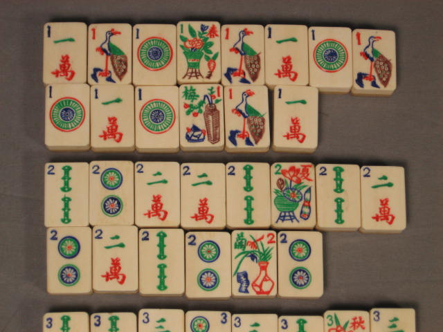 1920s Antique Mah Jong Jongg Mahjong Ivory Bamboo Set 6
