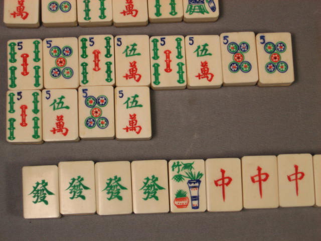 1920s Antique Mah Jong Jongg Mahjong Ivory Bamboo Set 8