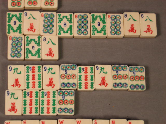 1920s Antique Mah Jong Jongg Mahjong Ivory Bamboo Set 10