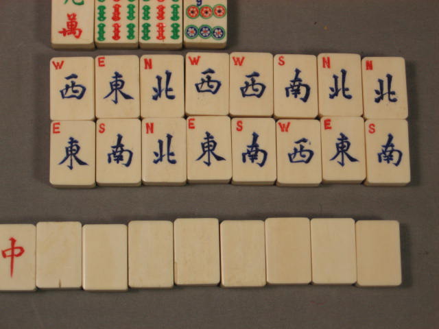 1920s Antique Mah Jong Jongg Mahjong Ivory Bamboo Set 11