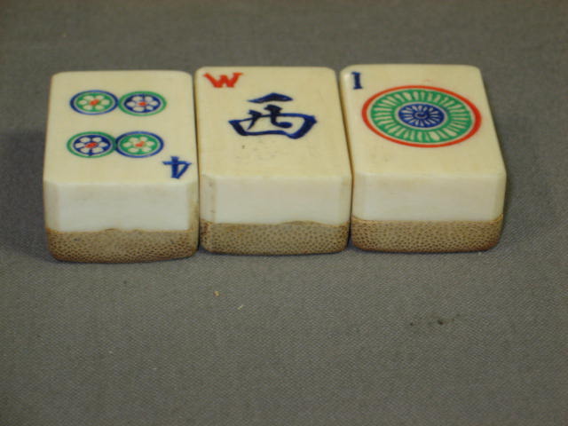 1920s Antique Mah Jong Jongg Mahjong Ivory Bamboo Set 12