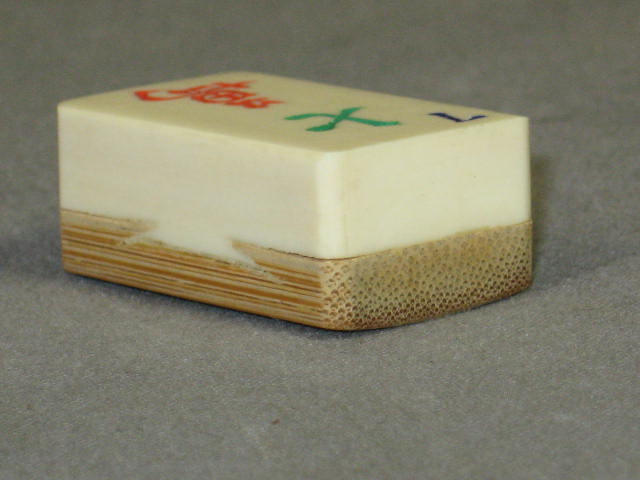 1920s Antique Mah Jong Jongg Mahjong Ivory Bamboo Set 14
