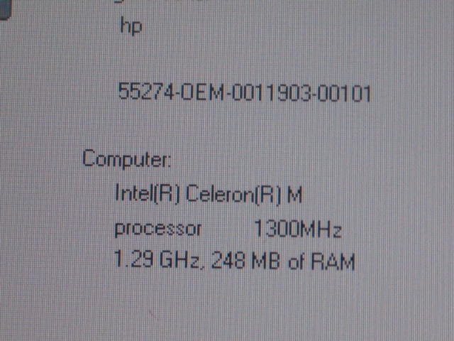 HP Compaq nx5000 Laptop Celeron M 1.29GHz 248MB 30GB XP 9