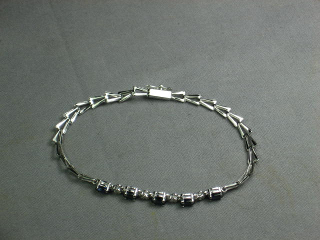 10K White Gold Bracelet W/ Sapphire + Diamonds 5