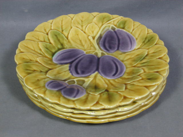 4 Vintage Majolica Sarreguemines Dessert Plates France