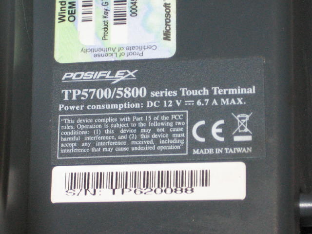 Posiflex Jiva TP5700/5800 Touch Screen POS Terminal+ NR 6