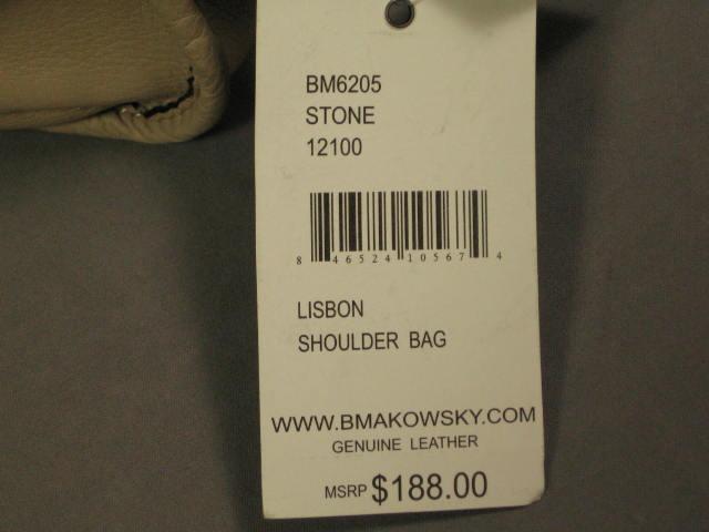B. Makowsky Stone Lisbon Leather Shoulder Bag Purse NWT 5