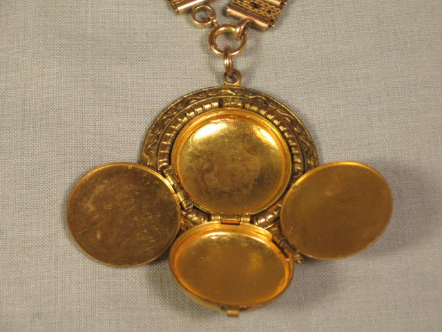 Antique Gold Filled GF Book Chain Necklace Photo Locket 9