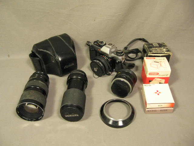 Konica FT-1 Motor 35mm SLR Camera 80-200mm 35-140mm+ NR