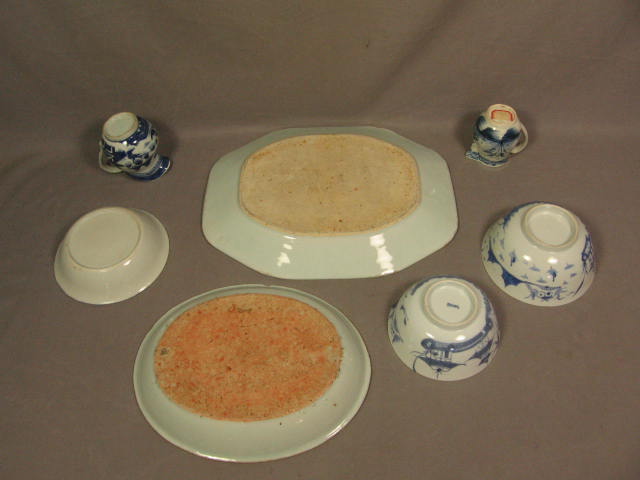 Antique 7-Pc Canton Blue China Set Bowls Dish Platter + 1