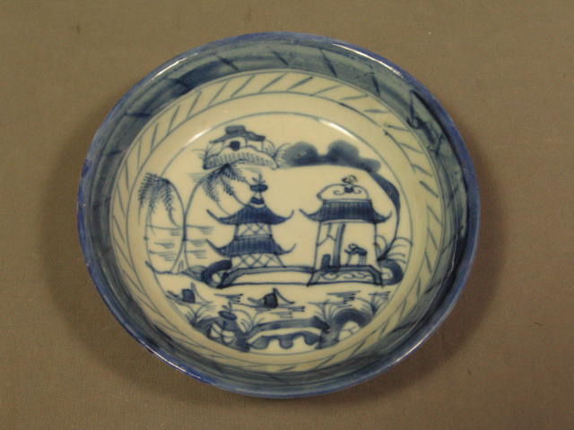 Antique 7-Pc Canton Blue China Set Bowls Dish Platter + 4