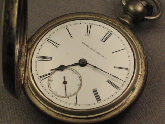 Antique 1885 Elgin G M GM Wheeler Silver Pocket Watch 1