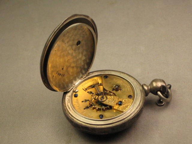 Antique 1885 Elgin G M GM Wheeler Silver Pocket Watch 5