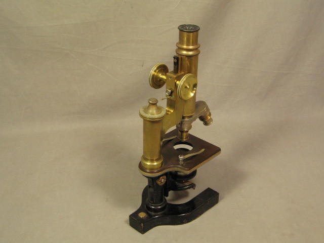 Vtg Antique Bausch & Lomb Brass Monocular Microscope NR 3