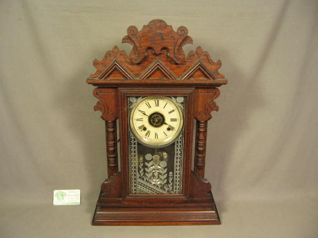 Antique Ansonia Gingerbread Mantle Mantel Shelf Clock