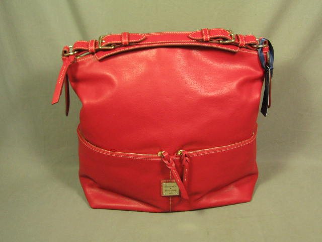 NWT Dooney & Bourke Red Large Zipper Pocket Sac Bag NR