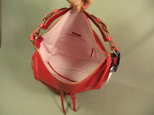 NWT Dooney & Bourke Red Large Zipper Pocket Sac Bag NR 5