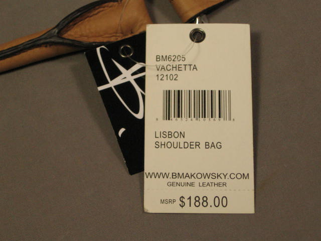 NWT B. Makowsky Lisbon Shoulder Bag Purse Vachetta $188 4