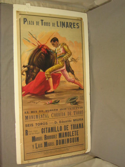 Vintage 1947 Plaza De Toros Bullfight Bull Fight Poster