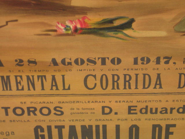 Vintage 1947 Plaza De Toros Bullfight Bull Fight Poster 5