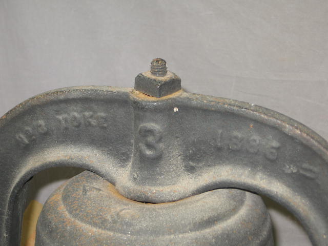 Antique 1886 Hillsboro #3 Cast Iron Farm School Bell NR 1