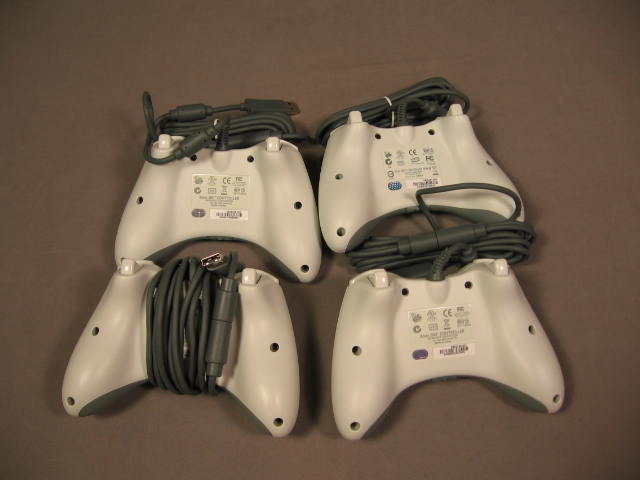 4 Genuine Microsoft Xbox 360 Wired Game Controllers NR! 1