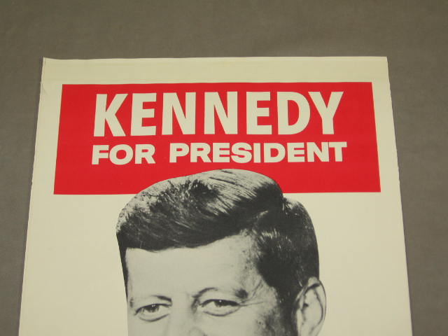 Rare Vintage 1960s JFK John F Kennedy Campaign Poster 1