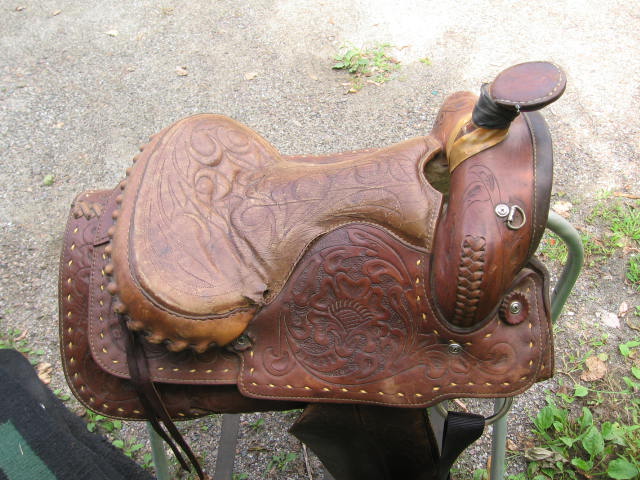 Embossed Western Riding Saddle 15" Seat Square Back+ NR 5