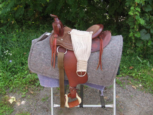 Western Basket Weave Barrel Saddle 15" Seat Wool Pad ++