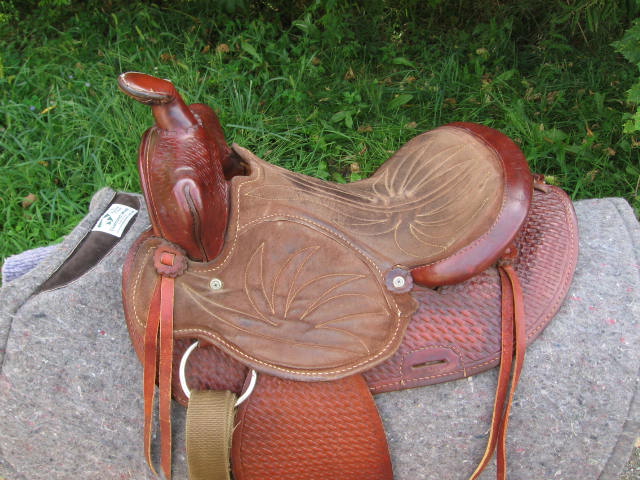 Western Basket Weave Barrel Saddle 15" Seat Wool Pad ++ 1