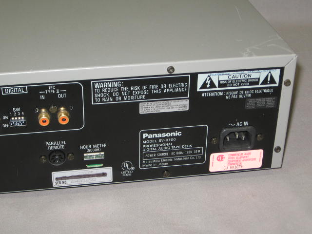 Panasonic SV-3700 Pro DAT Digital Audio Tape Recorder + 8