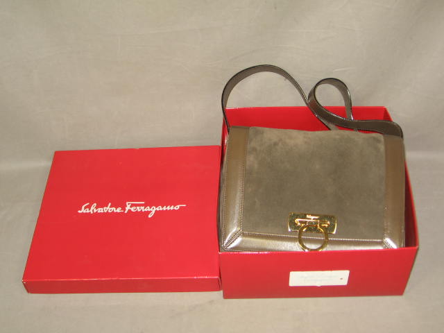 Salvatore Ferragamo Taupe Suede/Leather Shoulder Bag NR