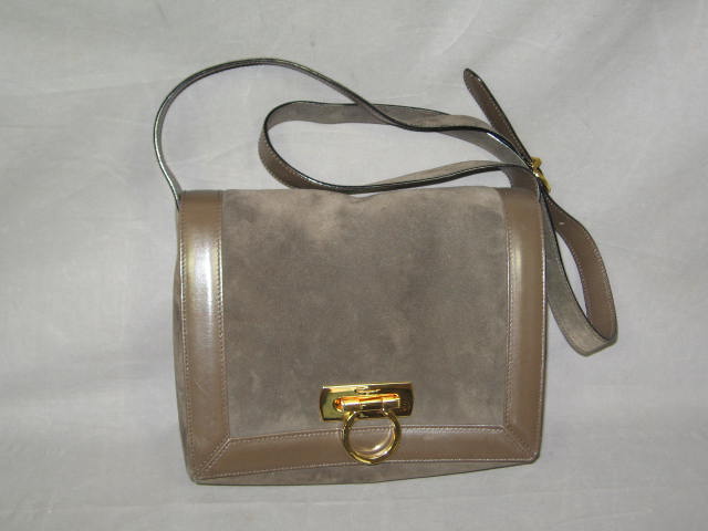 Salvatore Ferragamo Taupe Suede/Leather Shoulder Bag NR 1