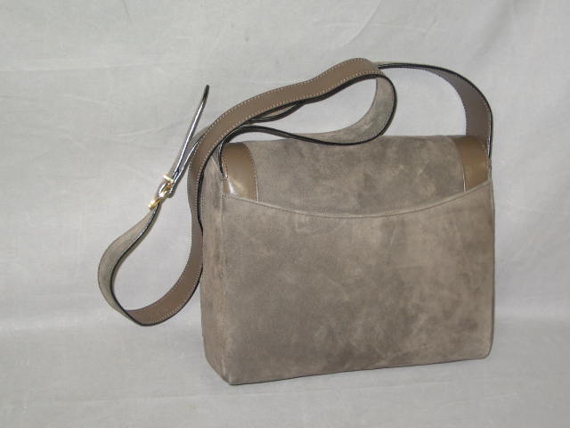 Salvatore Ferragamo Taupe Suede/Leather Shoulder Bag NR 2