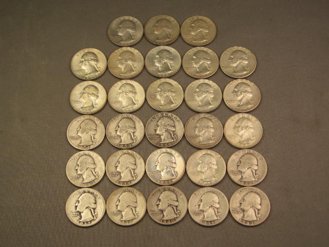 28 Silver Pre-1964 US Quarters Coin Collection Lot NR!