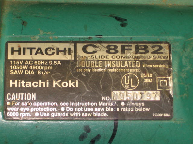 Hitachi C8FB2 8.5" Sliding Slide Compound Miter Saw NR! 2