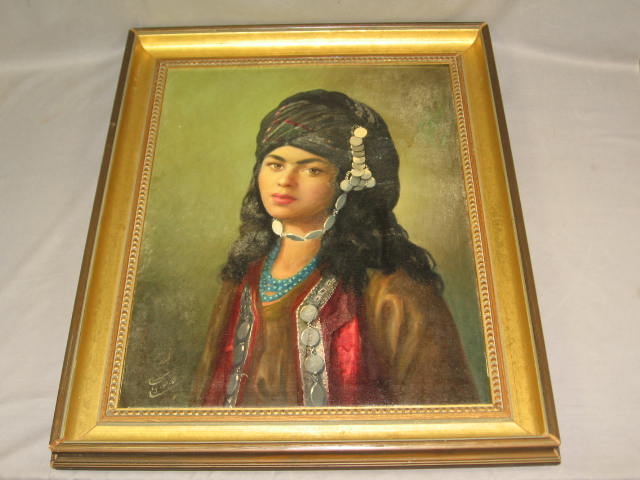 Vintage Original Oil Painting Portrait Spanish Girl NR!