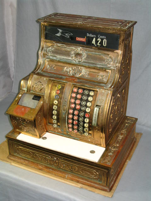 Antique NCR National Brass Cash Register Model 1052-G