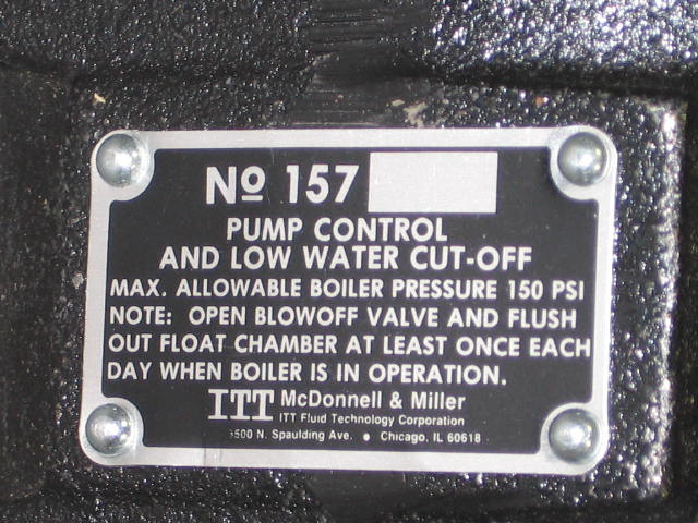 McDonnell & Miller Low Water Cut-Off Pump Control #157 7