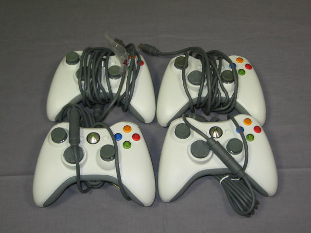 4 Genuine Microsoft Xbox 360 Wired Game Controllers NR!