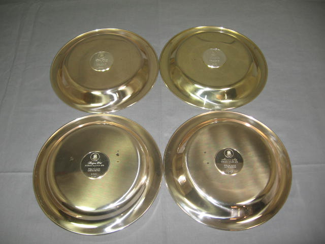 4 Franklin Mint 1970s Sterling Silver Collector Plates 1