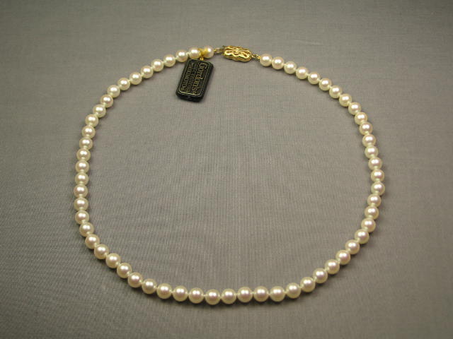 Mikimoto Blue Lagoon Pearl Necklace W/ 14K Yellow Gold+ 2