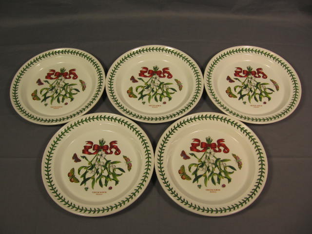 5 Portmeirion Botanic Garden Mistletoe Dinner Plate Set