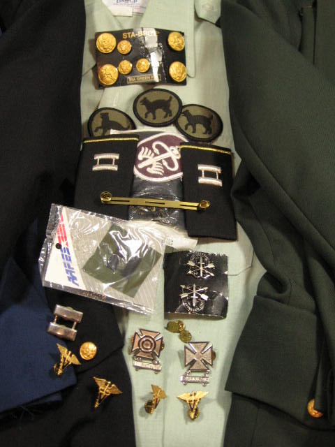 US Army Class A Uniform +Dress Blues + Shirts Caps Pins 1