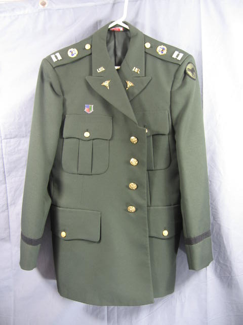 US Army Class A Uniform +Dress Blues + Shirts Caps Pins 9