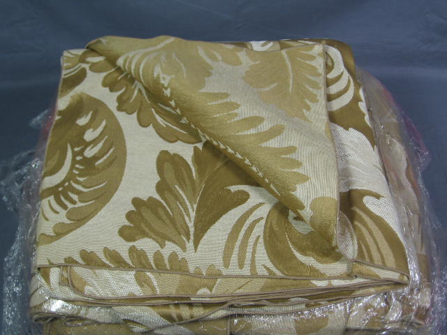 8 Gold Floral Round Tablecloths Linens Set Lot 114-116" 1